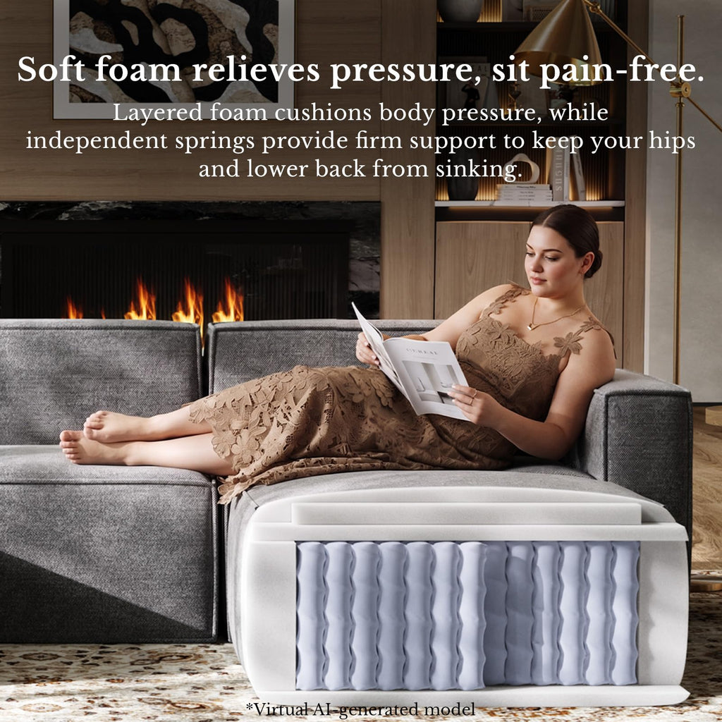 151.2" Modular Sectional Sofa, No Assembly, Chenille Fabric U Shape Boneless Sectional Couch with Smarts Coil Support