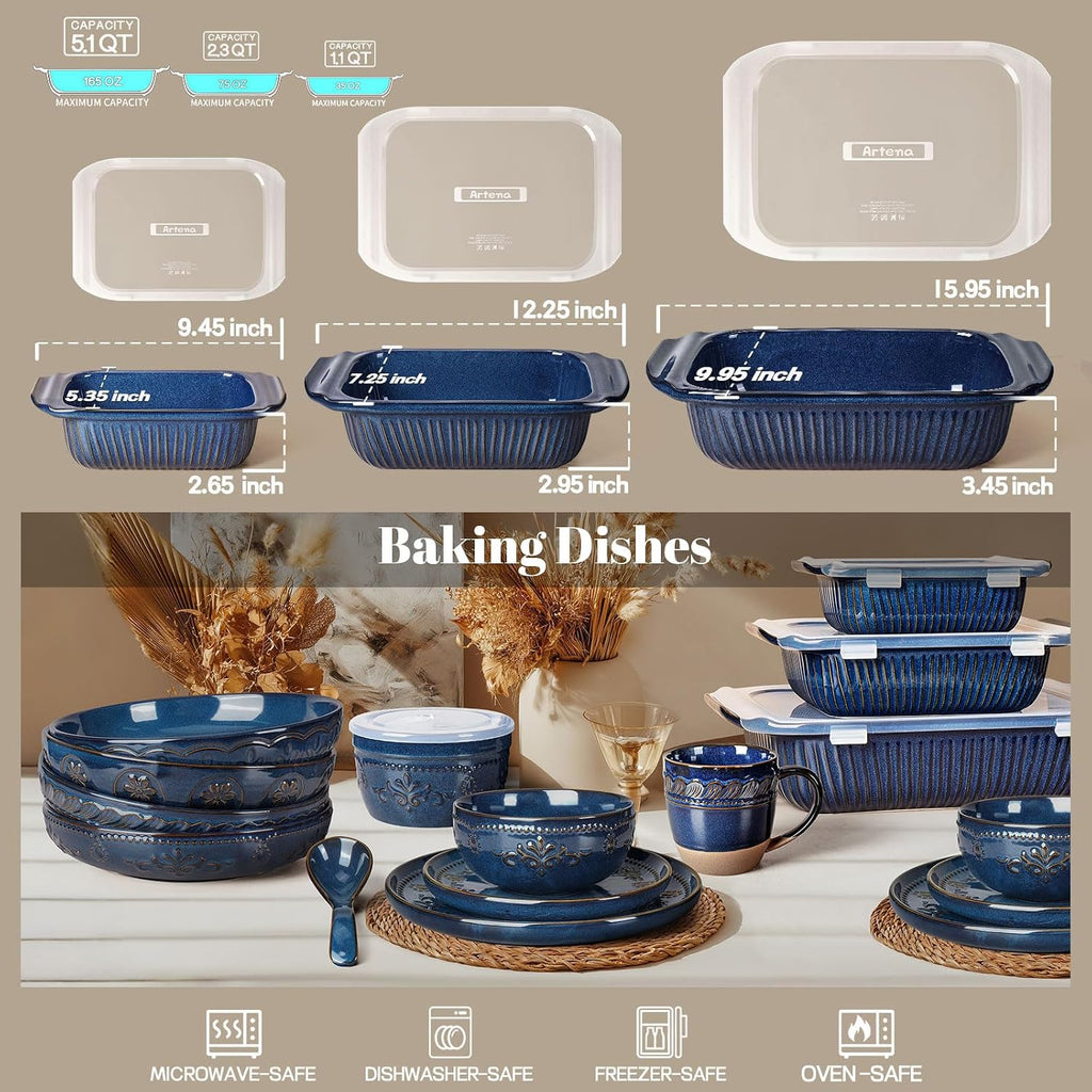 Casserole Dishes For Oven, Ceramic Dish, Large Lasagna Pan With Handles, Pan Casserole Dish, Rectangular Bakeware