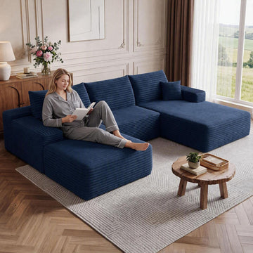 Boneless Cloud Sectional Couch Modular Sofa with Ottoman