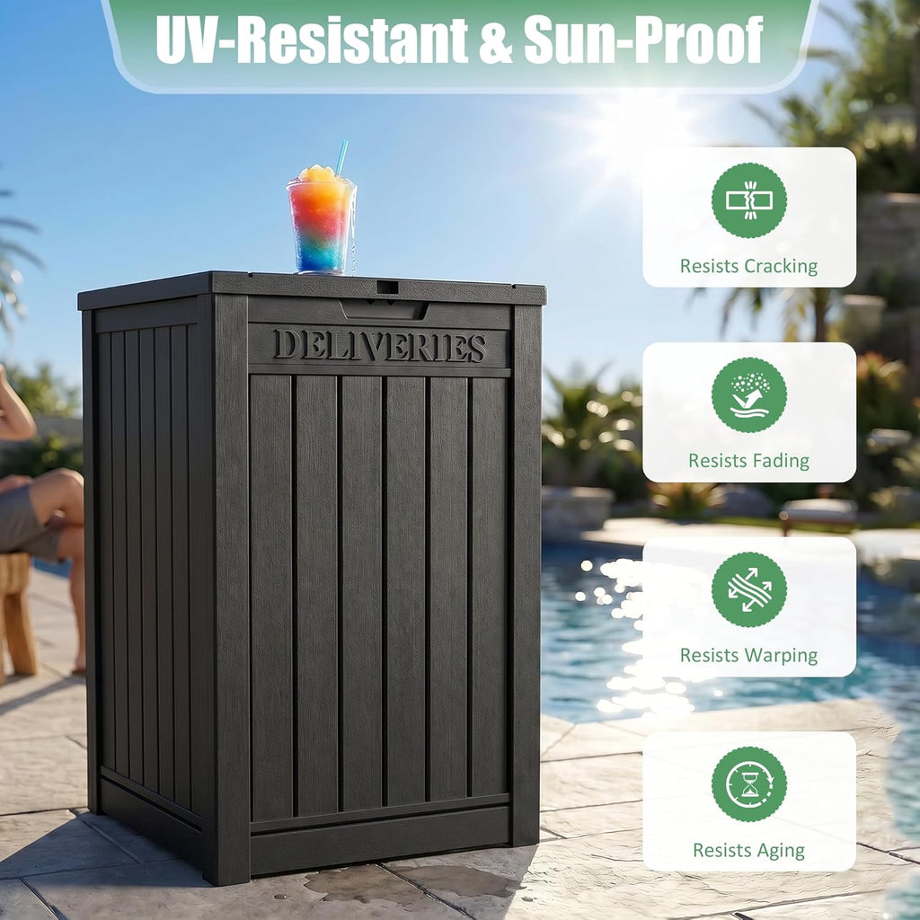 Package Delivery Boxes 55 Gallon Outdoor Parcel MailBox Drop Storage Deck Box Secure Resin Waterproof Lockable UV