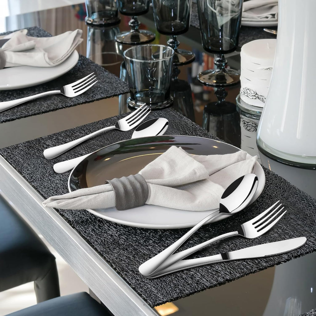 60-Piece Silverware Set for 12, Heavy Duty Stainless Steel Flatware Utensils Cutlery Set Including Steak Knife Fork