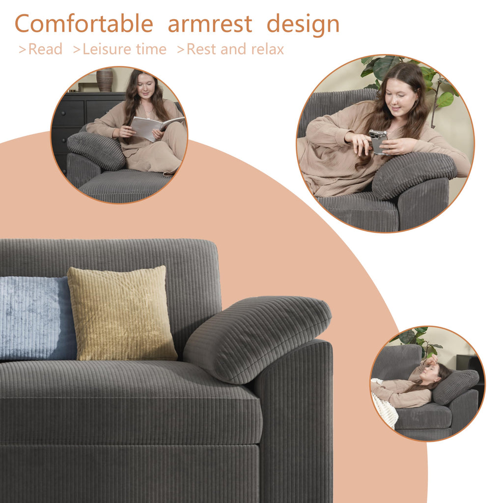 U Shape Sectional Couch with Ottoman, Oversized Sectional Sofa