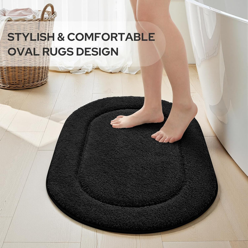 Black Bathroom Rugs Sets, 2 Piece Small Bathroom Rugs, Soft, Absorbent Microfiber Mats, Machine Washable Bath Mats