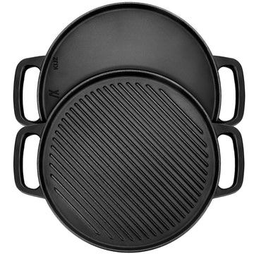 Reversible Cast Iron Griddle for Stove Top, 12" Round Griddle Pan