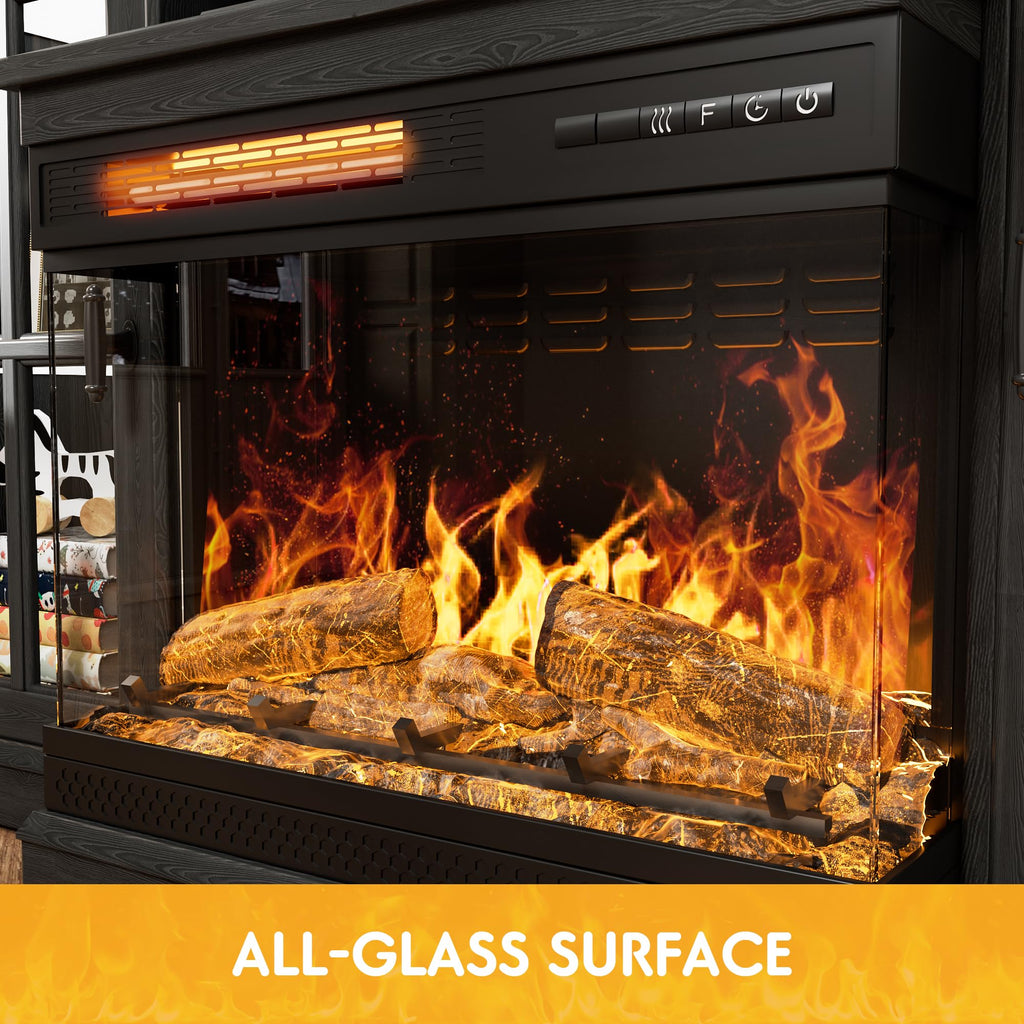 Up to 65", 3-Sided Glass, Black