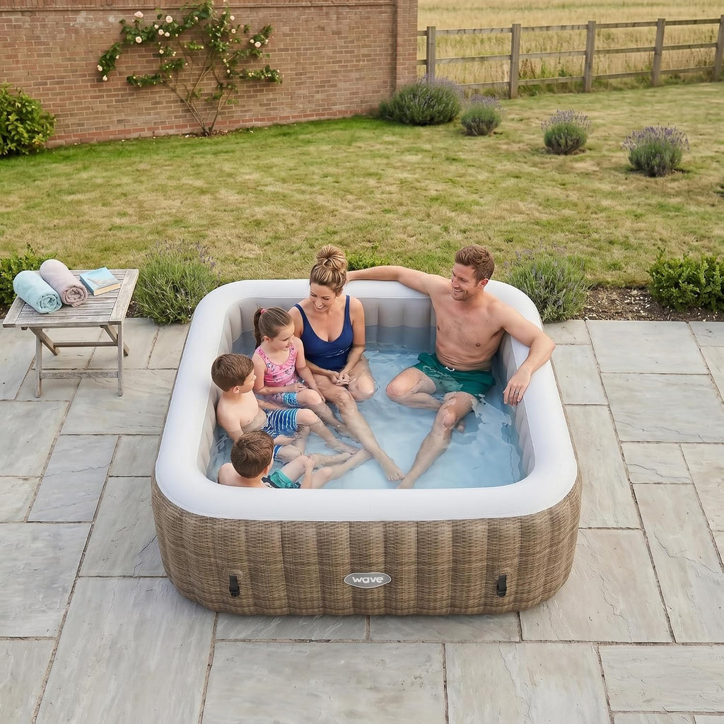 Pacific Inflatable Hot Tub | Square Outdoor Spa | Integrated Eco Heater | 110-130 AquaBubbleTM Massage System