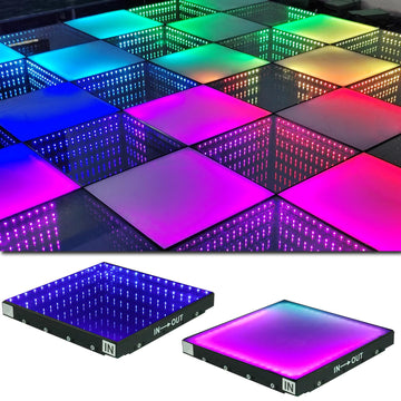 3D Dance Floor Stage Lights Tempered Glass with Flight Case Infinity Mirror Panel Effect LED Dance Floor for Wedding