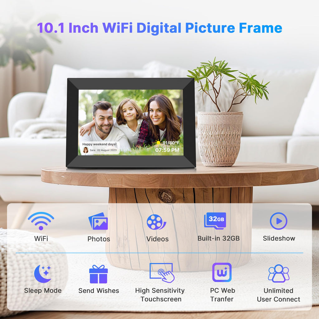 Uhale 10.1" Digital Picture Frame 32GB Storage WiFi Electronic Photo Frames