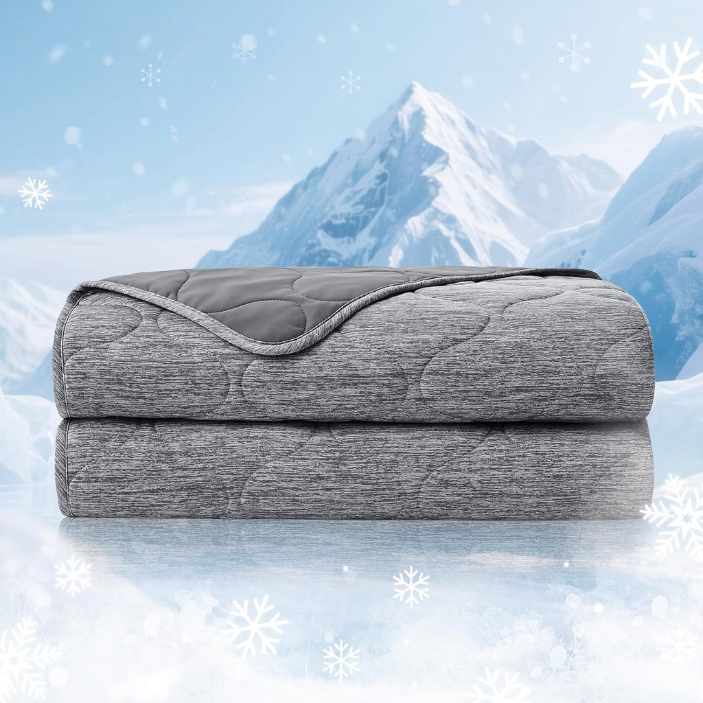 Cooling Dual-Sided Blanket for Hot Sleepers, Q-Max>0.46 Lightweight Soft Breathable Bed Blanket, Double Side Cooling