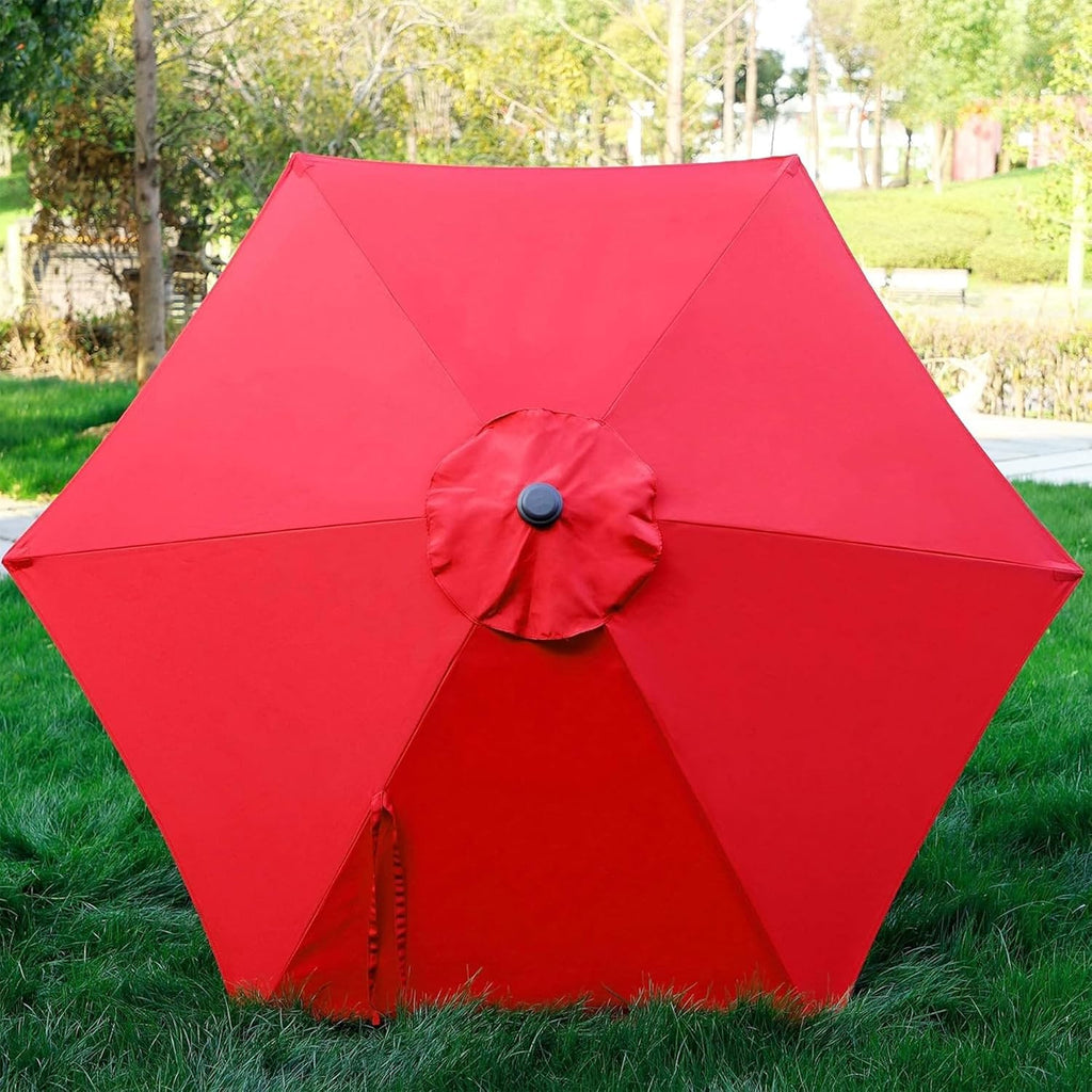 7.5 ft Patio Umbrella, Yard Umbrella, Outdoor Market Umbrella with Push Button Tilt Crank (Red)