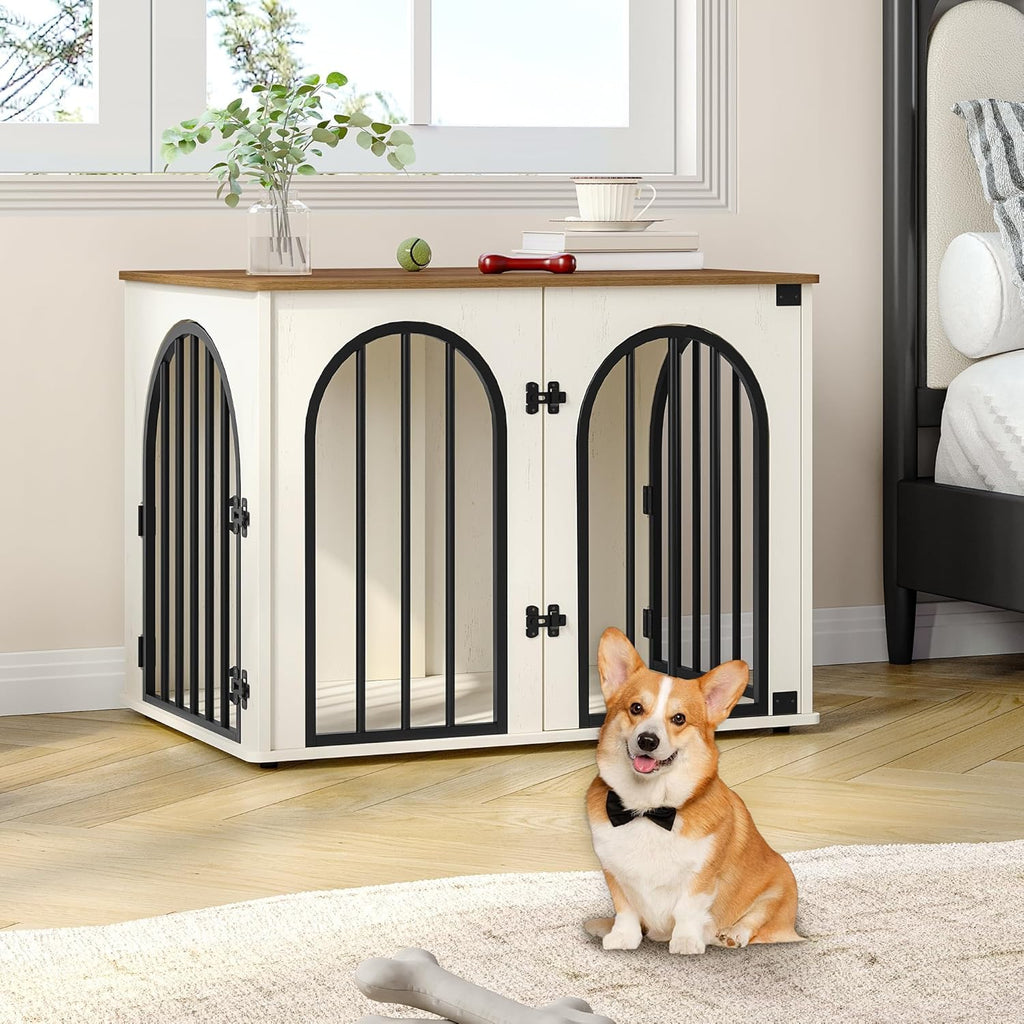 31.5'' Wooden Dog Crate Furniture, Indoor Dog Kennel Dogs Cage for Small/Medium Dogs