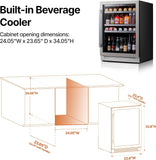 Beverage Refrigerator Cooler - 24 Inch Beverage Fridge 180 Can with Glass Door, 