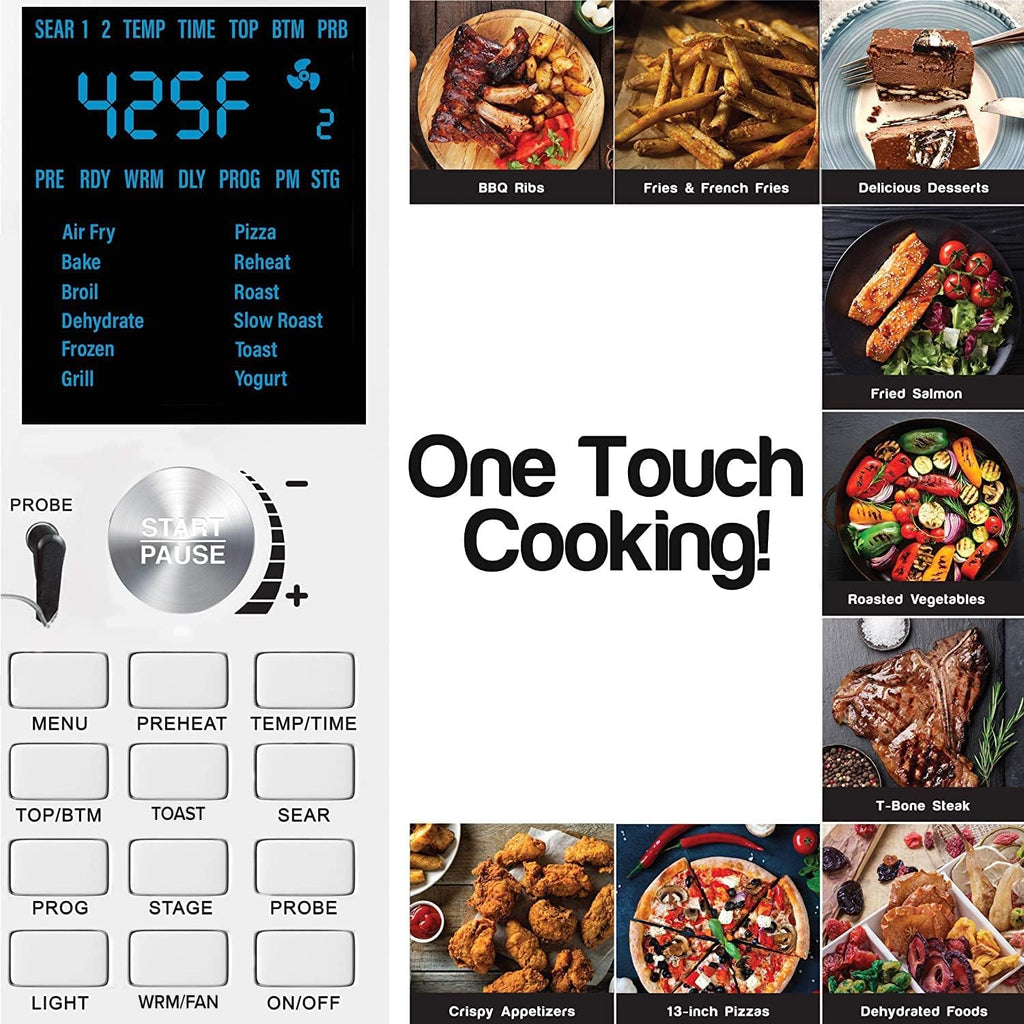 Bravo Air Fryer Toaster Smart Oven, 12-in-1 Countertop Convection, 30-QT XL Capacity, 50°-500°F Controls, Top and Bottom Heater Adjustments 0%-100%, Brushed Stainless Steel Look (Renewed)