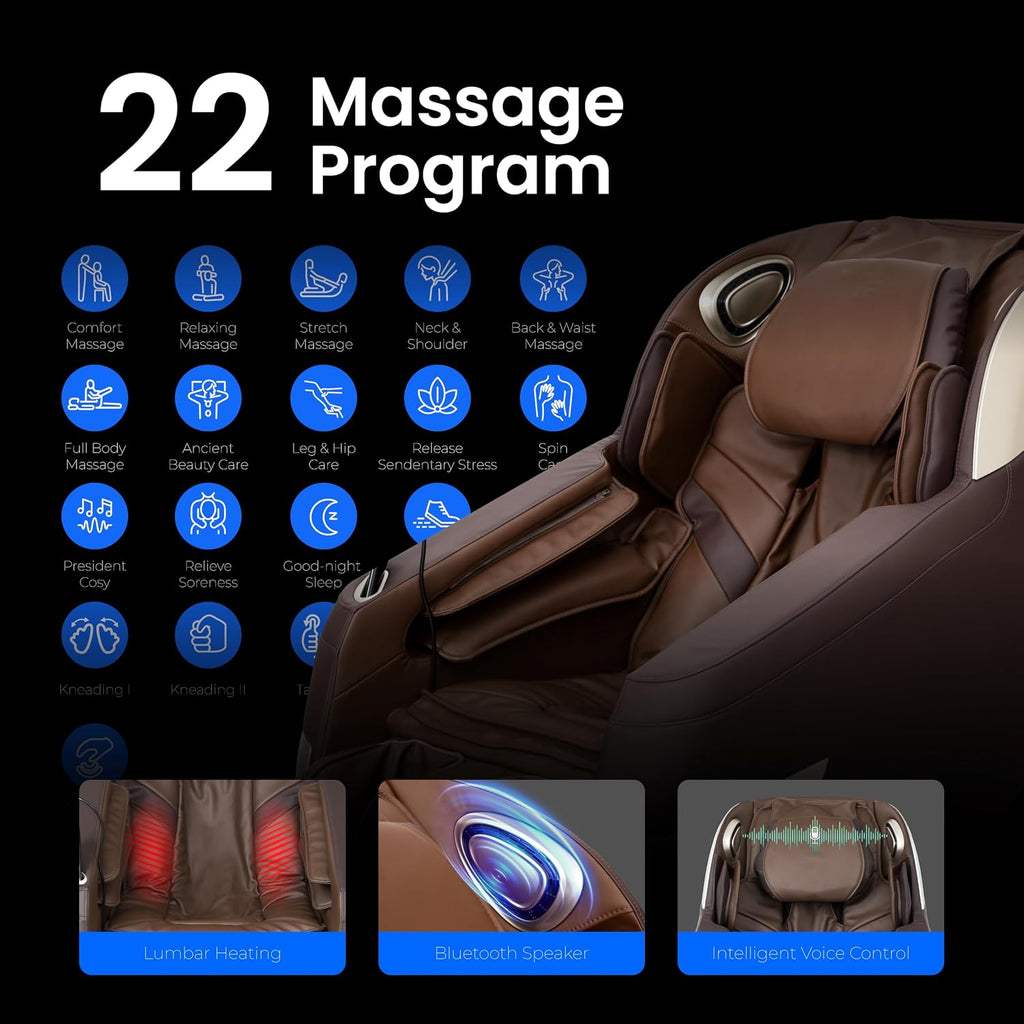 Quantum Black Massage Chair with 3D SL-Track Rollers, 3 Step Zero Gravity, Full Body Airbag Massage, Intelligent