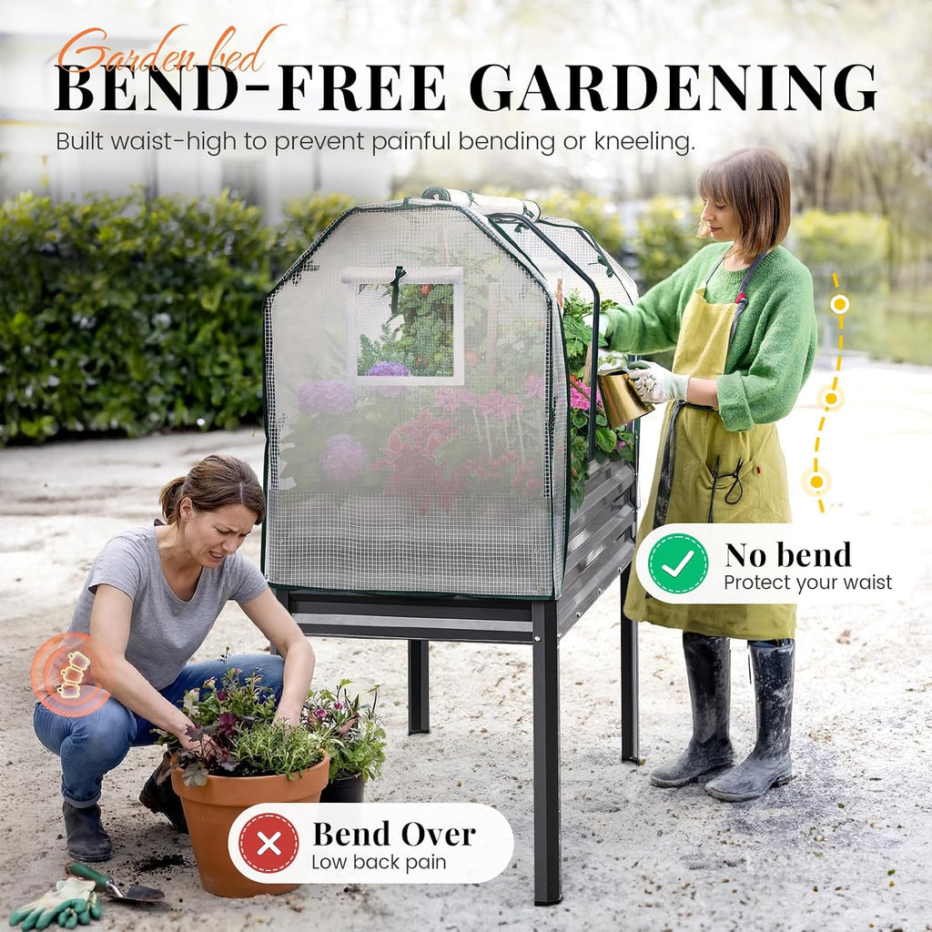 Large Raised Garden Bed with Large & Cover 48×24×56 in