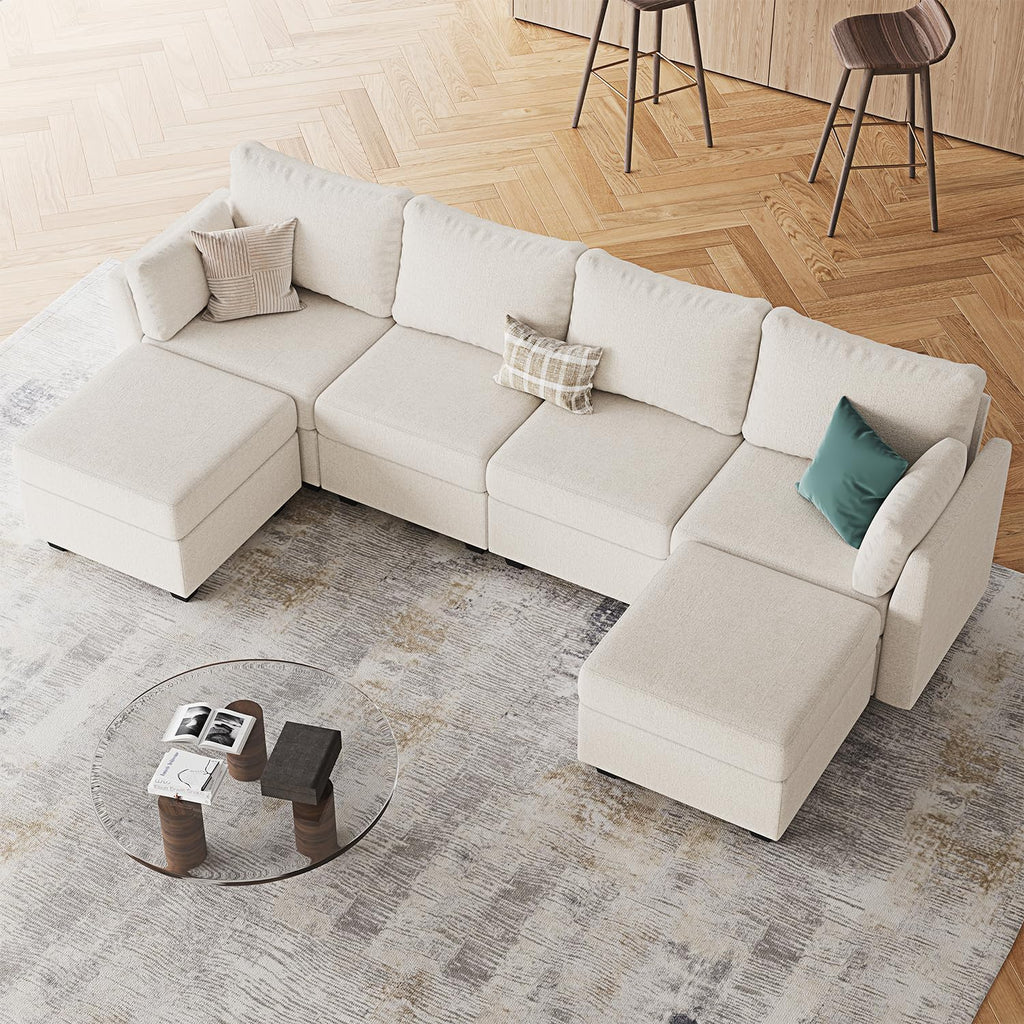 114.17" Modular Sectional Sofa, 6 Seat Modular Couch with Storage, Memory Foam, Convertible Sectional Couches , U