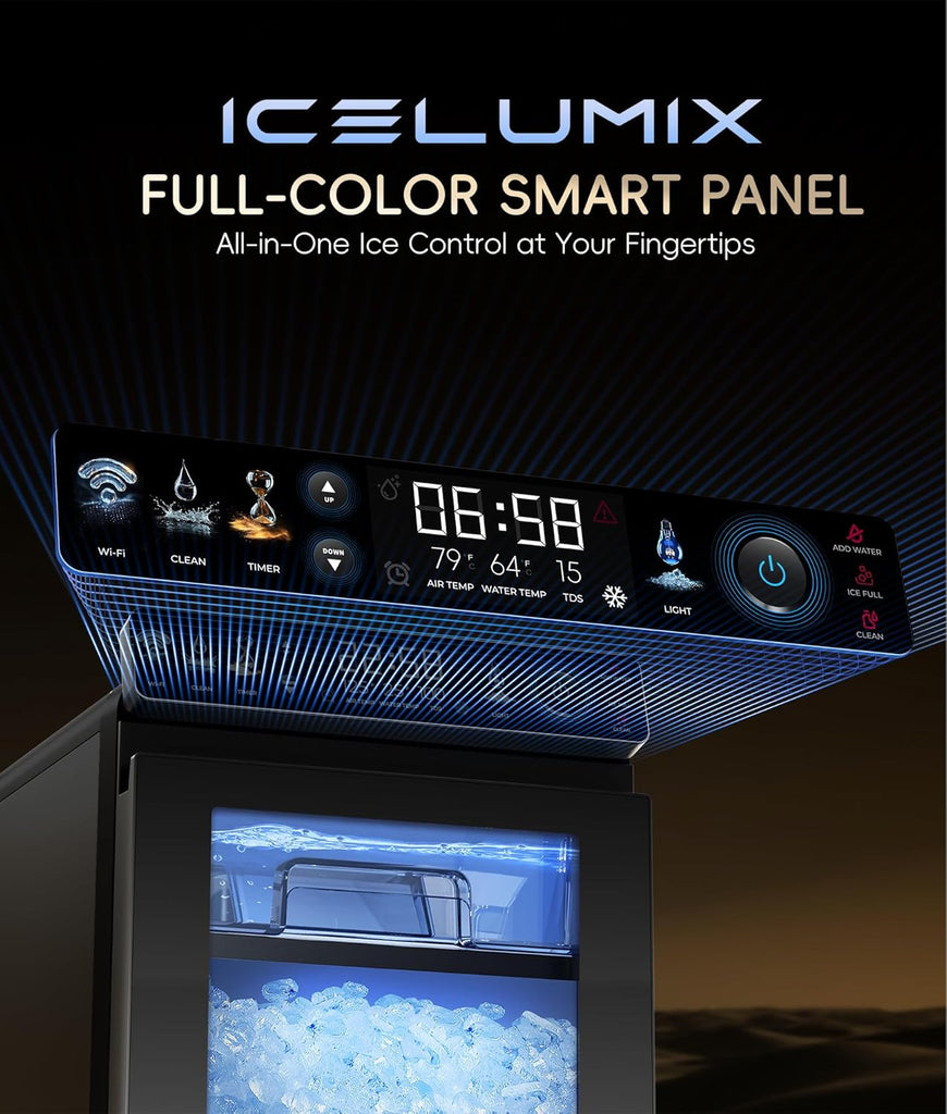 Nugget Ice Maker Countertop, Smart Pebble Ice Machine with APP Control, 44 lbs Per Day Soft Pellet Chewable Ice