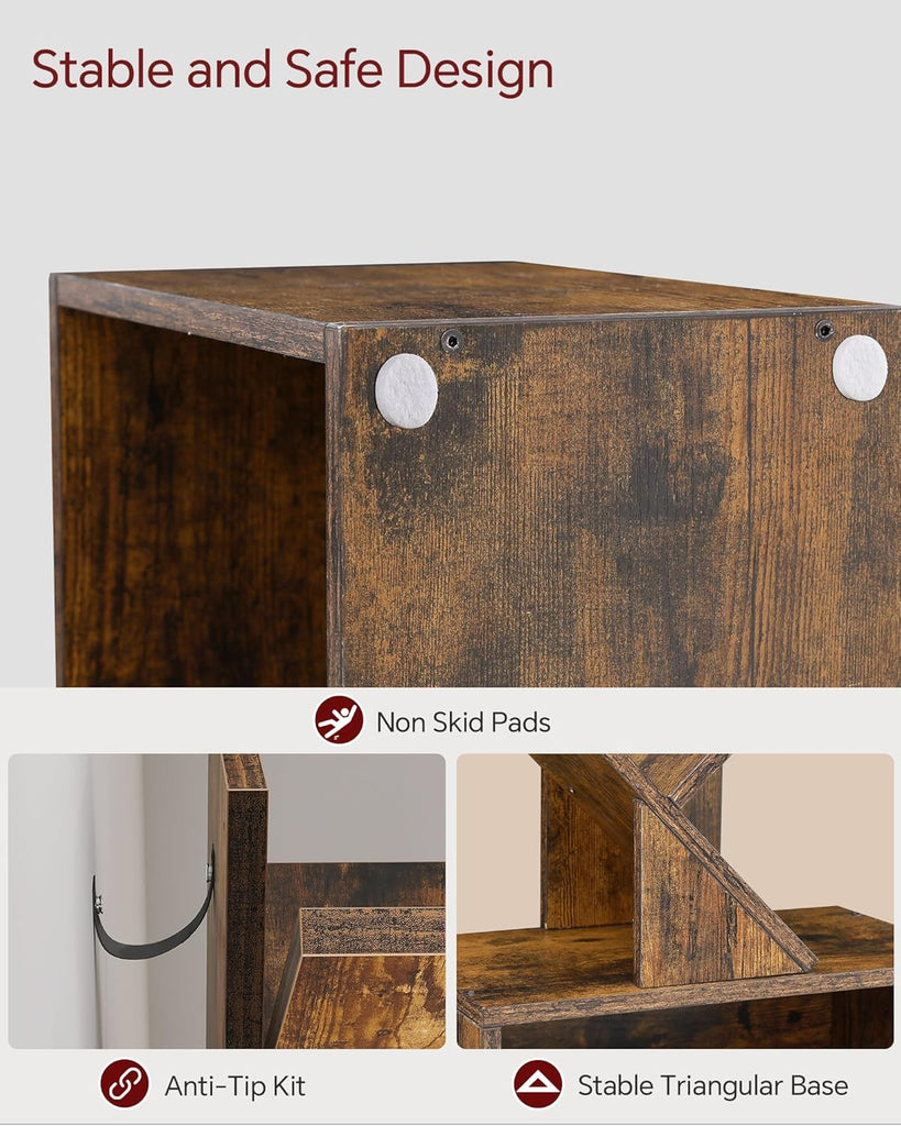 6 Tier Tree Bookshelf, Small Bookcase with Storage Cabinet, Modern Tall Narrow Bookshelves Organizer