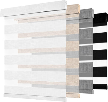Cordless Zebra Blinds for Windows - Customizable Light Filtering & Blackout Zebra Shades, Dual Layer Light Control