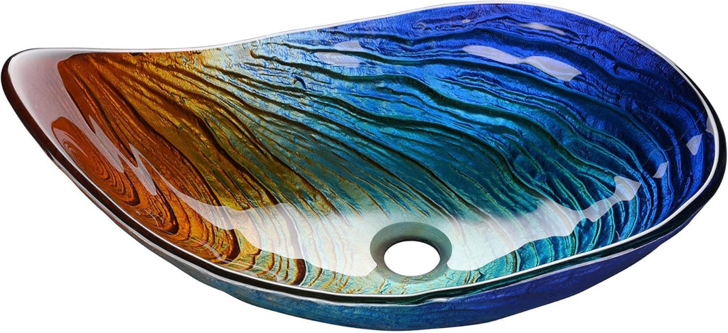 Tempered Glass Bathroom Vessel Sink Waterdrop Artistic Vanity Above Counter Top Mount Basin Victorian Era