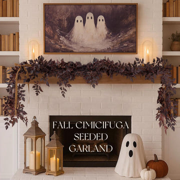 Fall Decor - 6 Ft Plum Cimicifuga Seeded Garland for Mantle Decoration - Set of 6