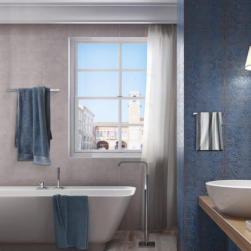 4-Pieces Bathroom Hardware Set, Polished Chrome Towel Bar Set, Wall Mounted Stainless Steel Bathroom Hardware