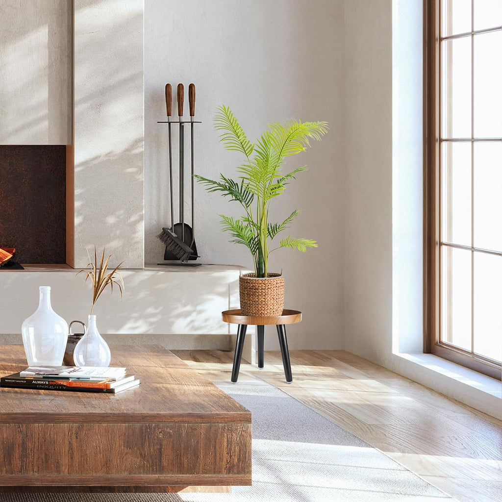 Indoor Plant Stand,Tall Stand with Raised Design(Walnut,12x10.8 in) | 2 Pack Wood Mid Century Plant Table in Walnut
