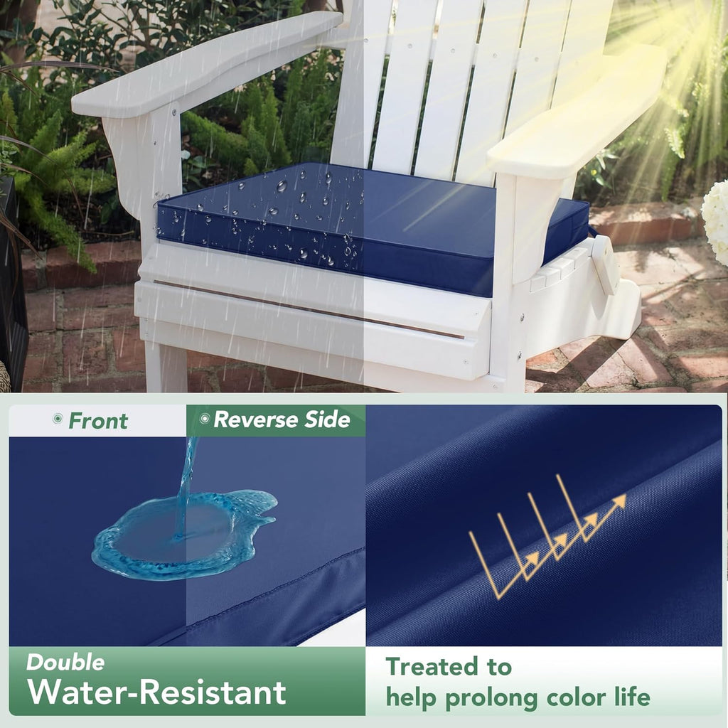 Outdoor Chair Cushions Set of 4: Water Resistant Seat Cushion for Patio Furniture - 18.5 x 16 x 2 Inch Chair Pads