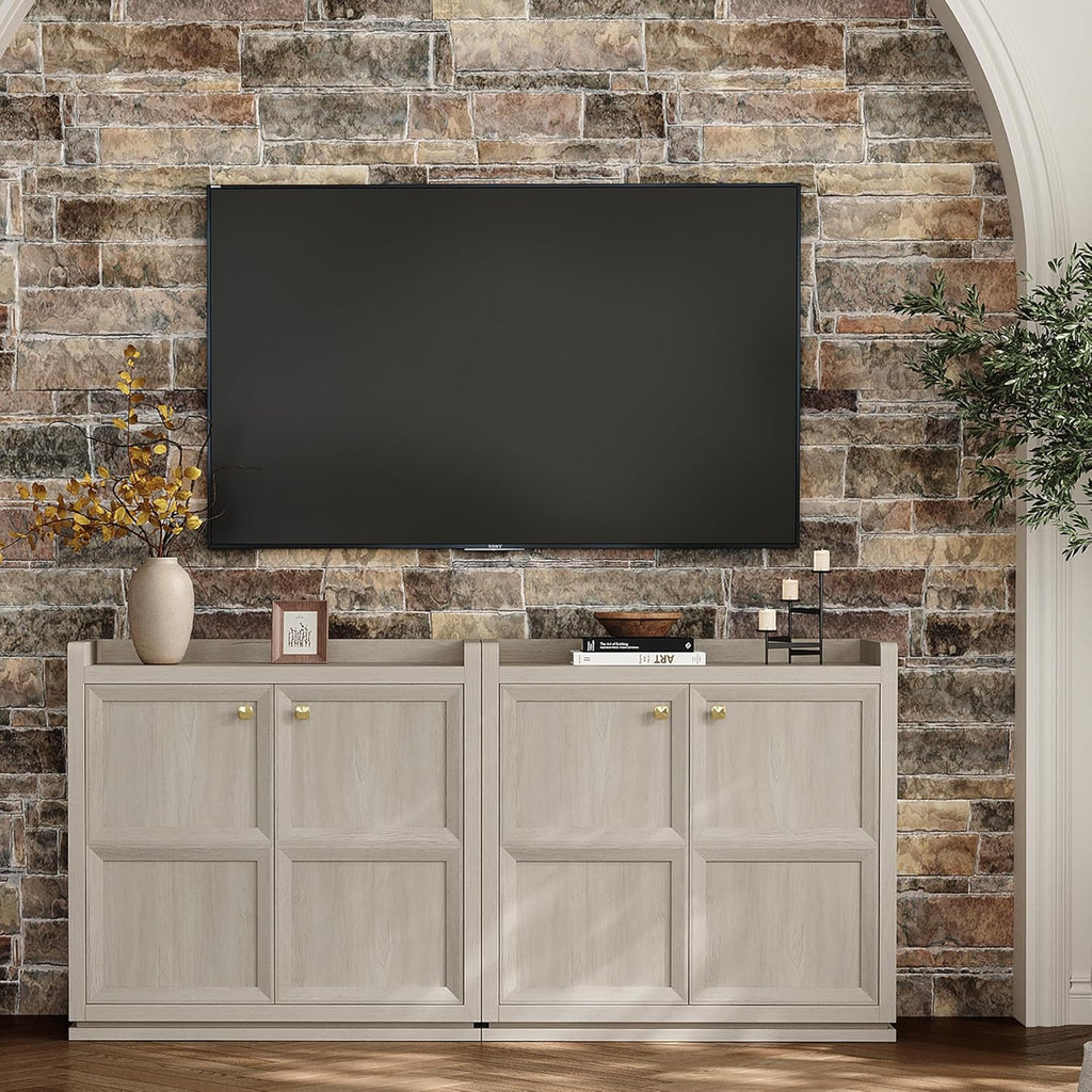 Buffet Cabinet with Storage 101" Sideboard Accent Storage Cabinet for Bedroom Dining Room Living Room Entryway with Doors & Shelves Modern Buffet Table with Golden Handle Credenza Side Board