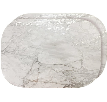 Silver Marble Oval Cork Placemats - Heat Resistant Placemats, Non-Slip, Easy Clean Placemats for Elegant Dining