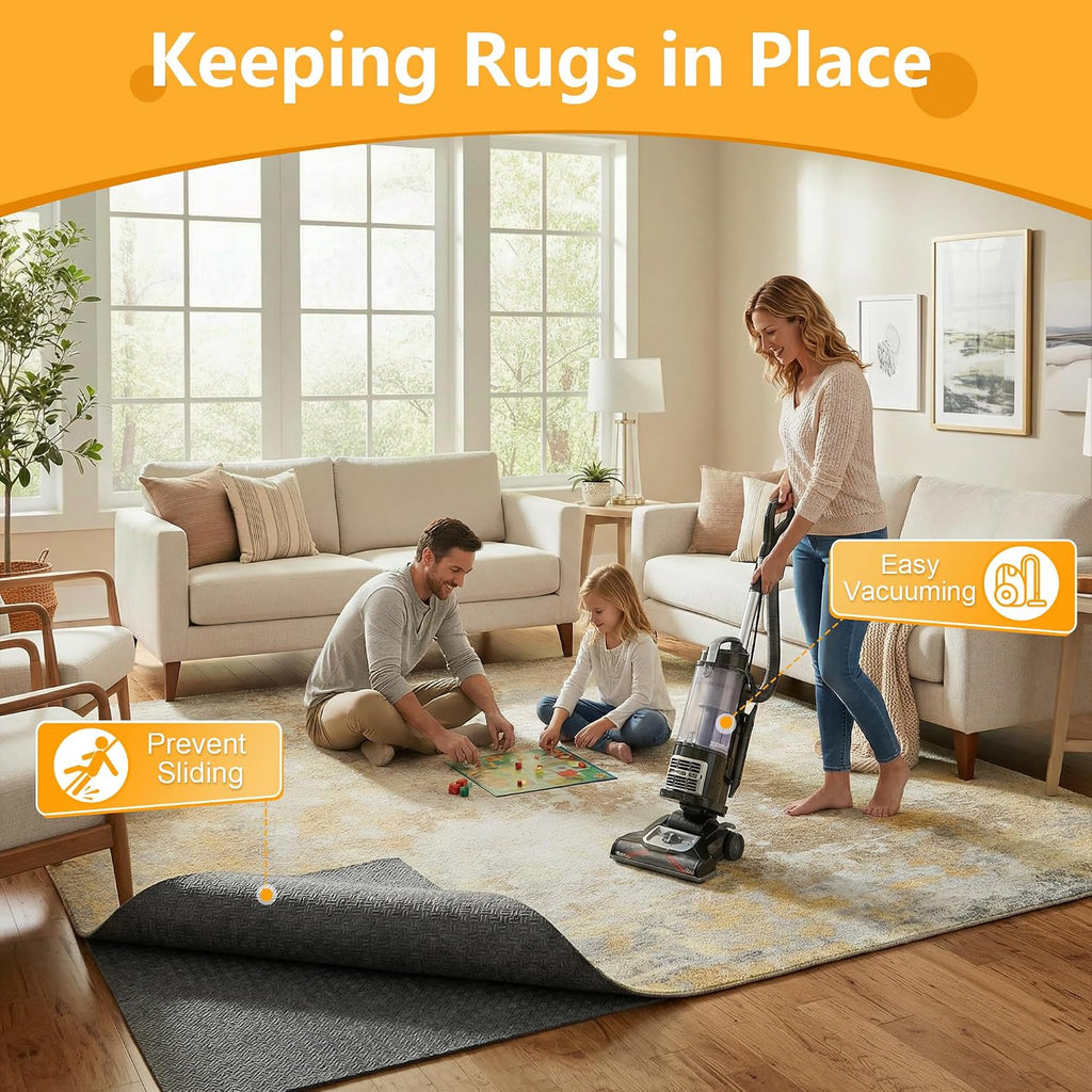 8x10 Non Slip Rug Pad Gripper, 1/4" Thick Cushioned Carpet Pads