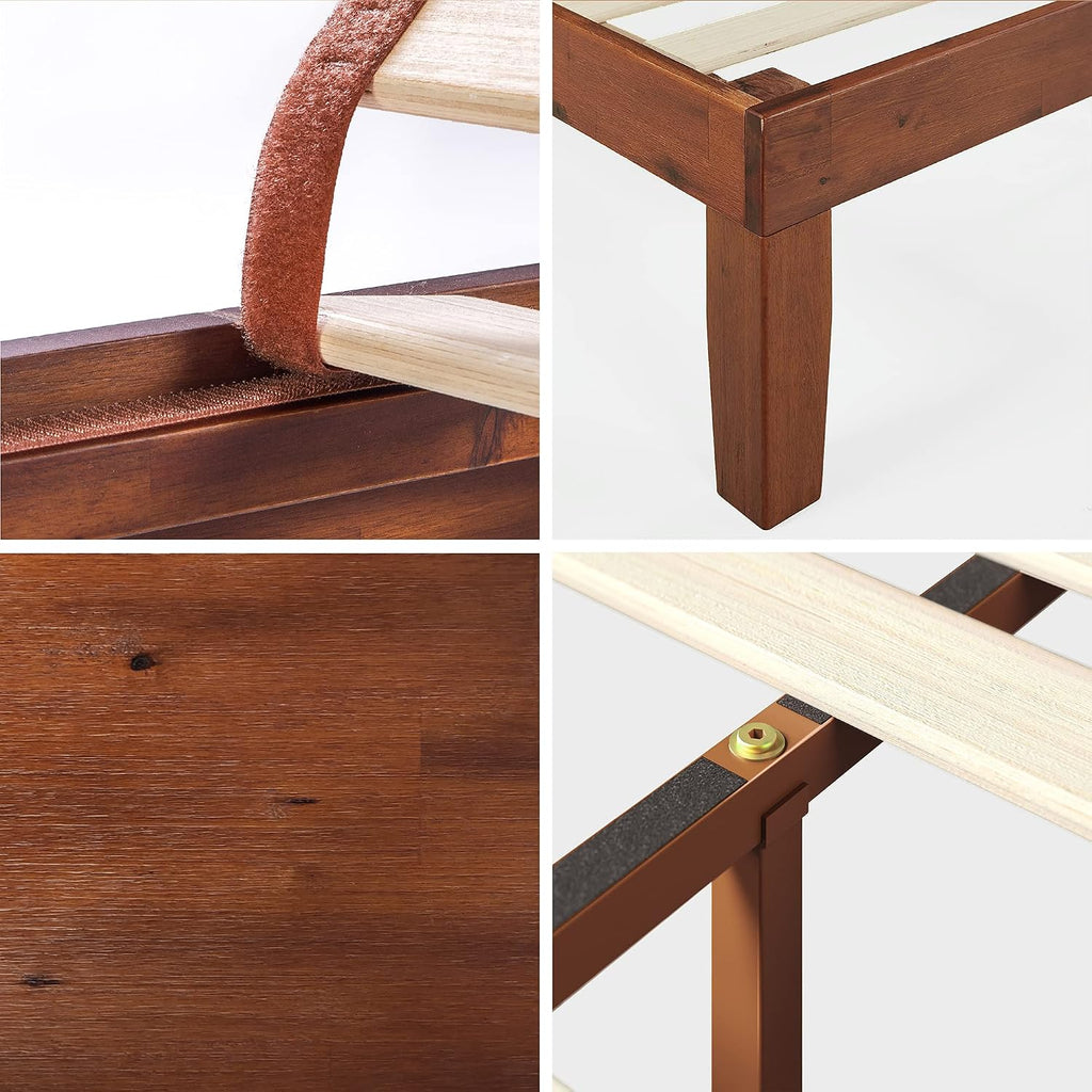 Wen Wood Platform Bed Frame/Solid Wood Foundation/Wood Slat Support/No Box Spring Needed/Easy Assembly, Queen