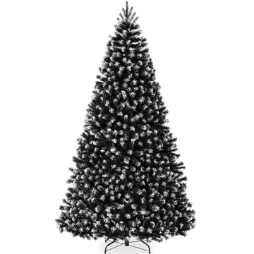 Artificial Frosted Christmas Tree, 9ft Premium Unlit Realistic Spruce Holiday Décor w/Dense Branches, Metal Base