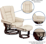 Modern Reclining Swivel Lounge Chair and Ottoman — Beige