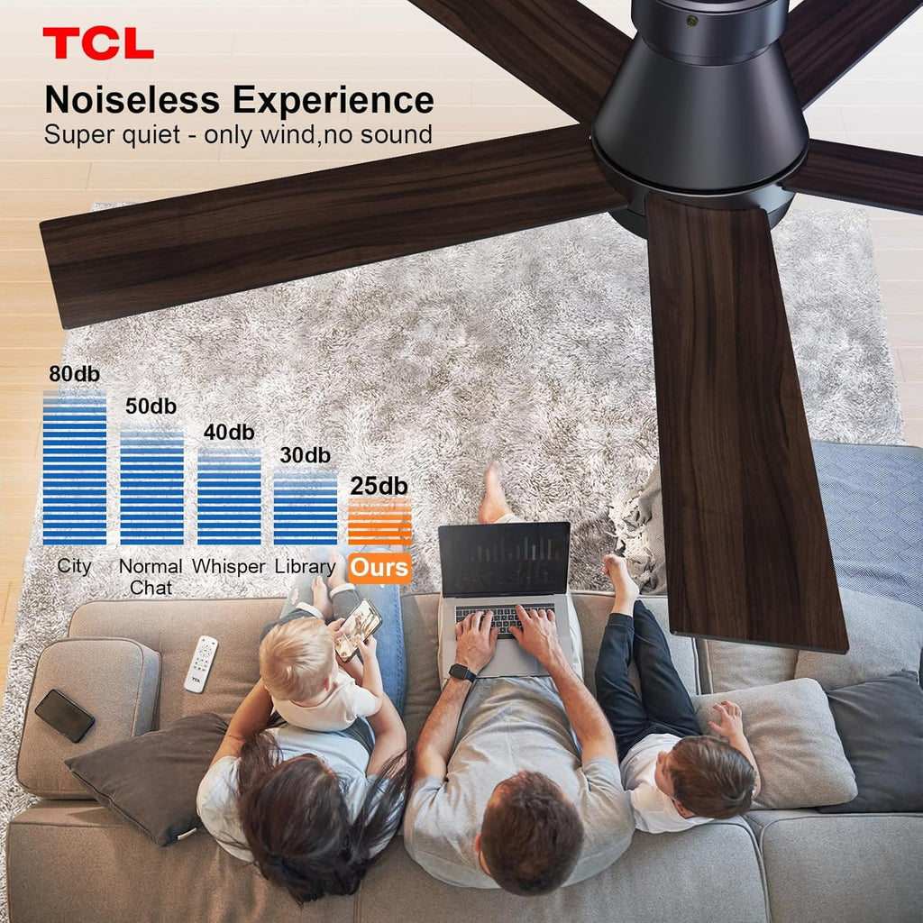 52" Ceiling Fan with Lights, Black Flush Mount Ceiling Fans with Remote Control, 6 Speeds DC Reversible, Dimmable, Noiseless, Low Profile Ceiling Fans for Bedroom