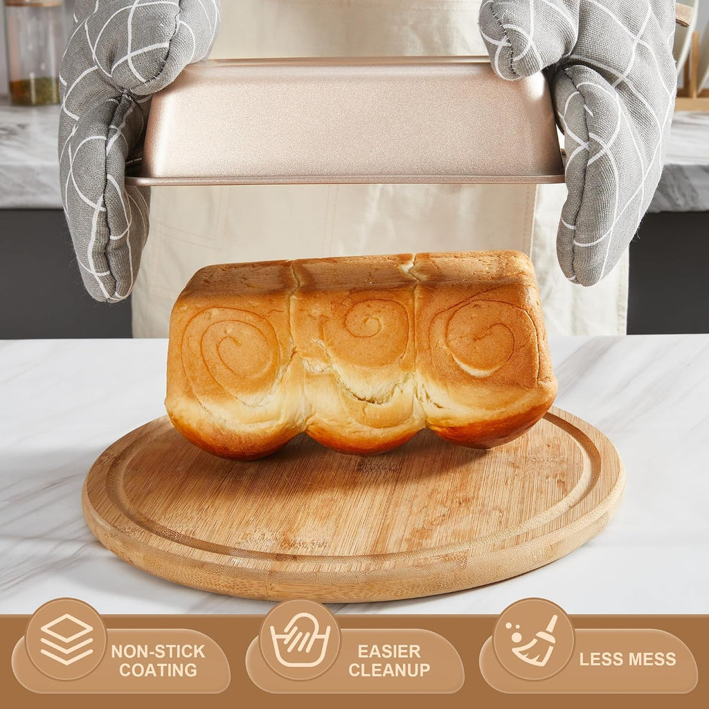 Bakeware Sets, Pans Set, Nonstick Oven Pan with Wider Grips, 10-Piece Including Rack, Cookie Sheet, Cake Pans, Loaf