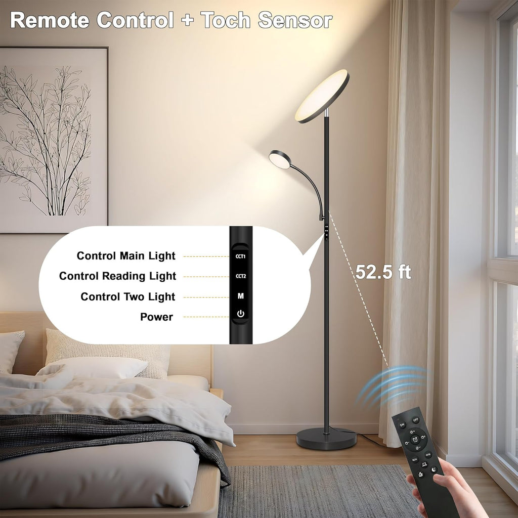 Floor Lamp-42W/4200LM Super Bright Floor Lamp,Dimmable 2-in-1 LED Floor Lamp