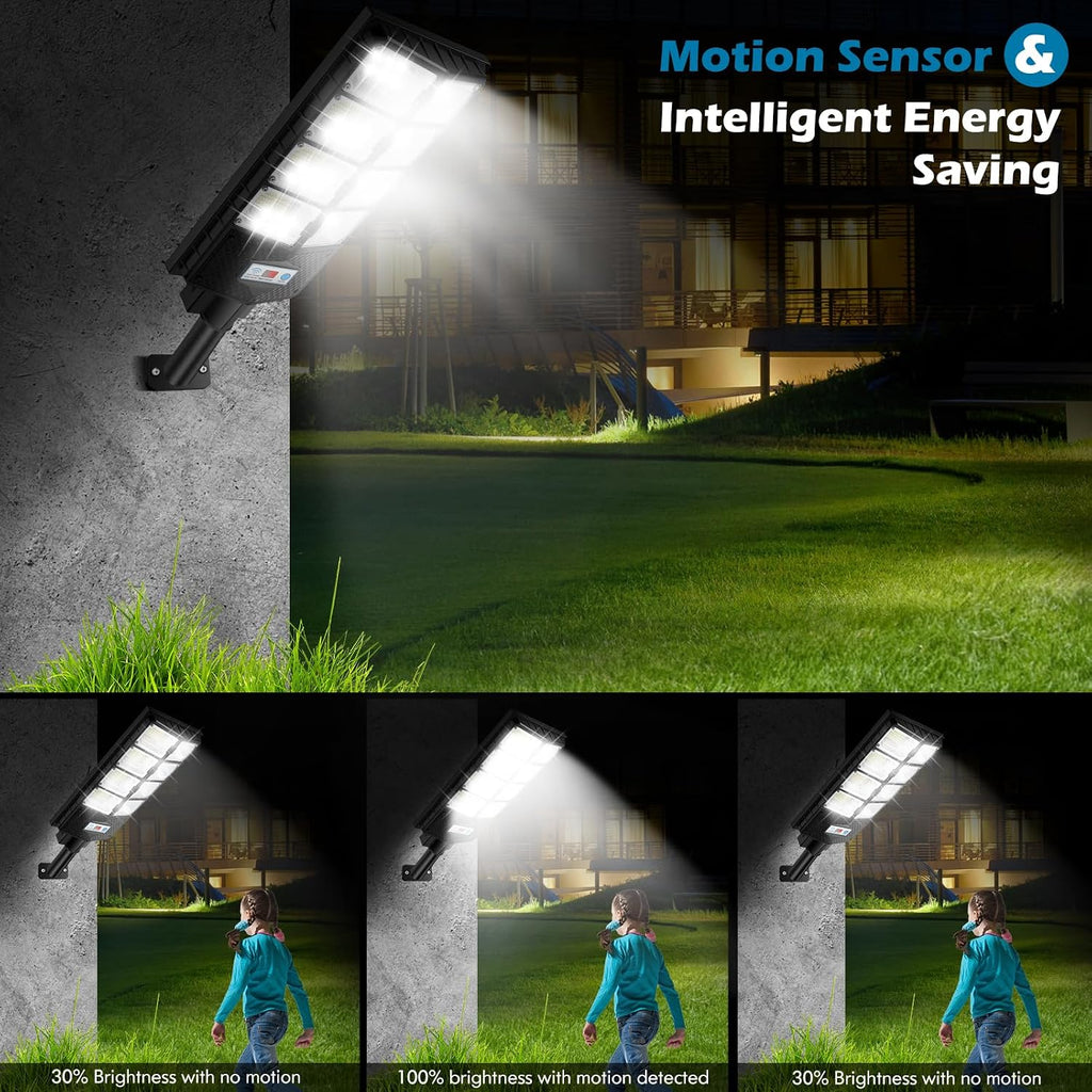4 Pack Solar Street Lights Outdoor Waterproof, 10000LM 448 LEDs LED Parking Lot Lights Dusk to Dawn, Solar Flood
