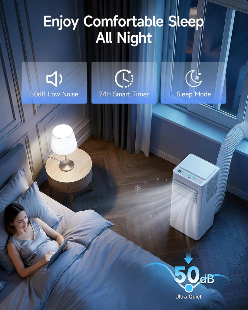 Portable Air Conditioners, 10000 BTU Air Conditioner Portable for Room Up to 450 Sq.Ft, Remote Control, 24H Timer