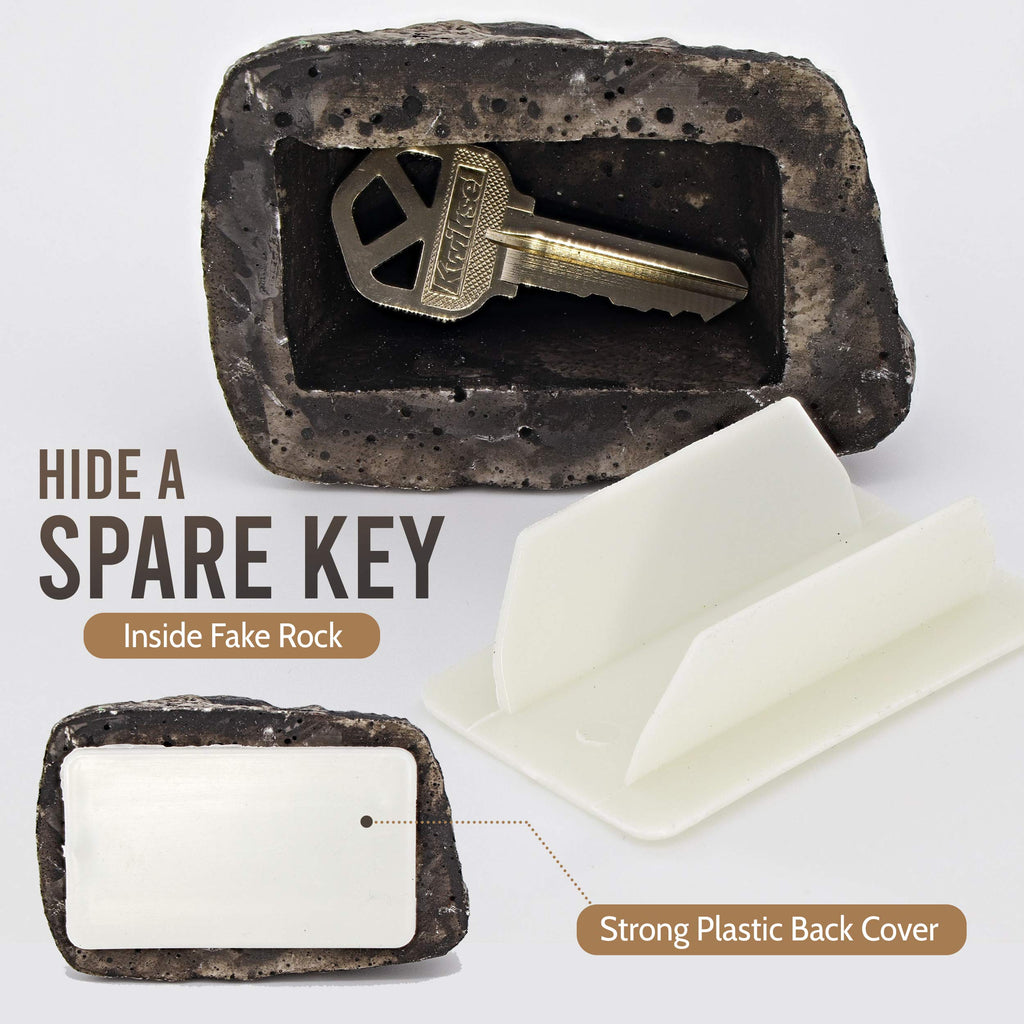 Hide a Key Outside Fake Rock - Looks & Feels like Real Stone - Safe for Outdoor Garden or Yard, Spare Key Storage