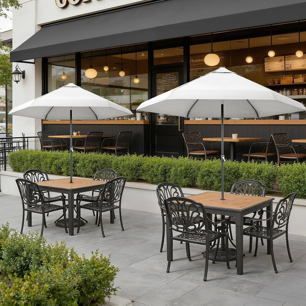 9 Ft Patio Umbrella with Auto-Tilt & Olefin Fabric