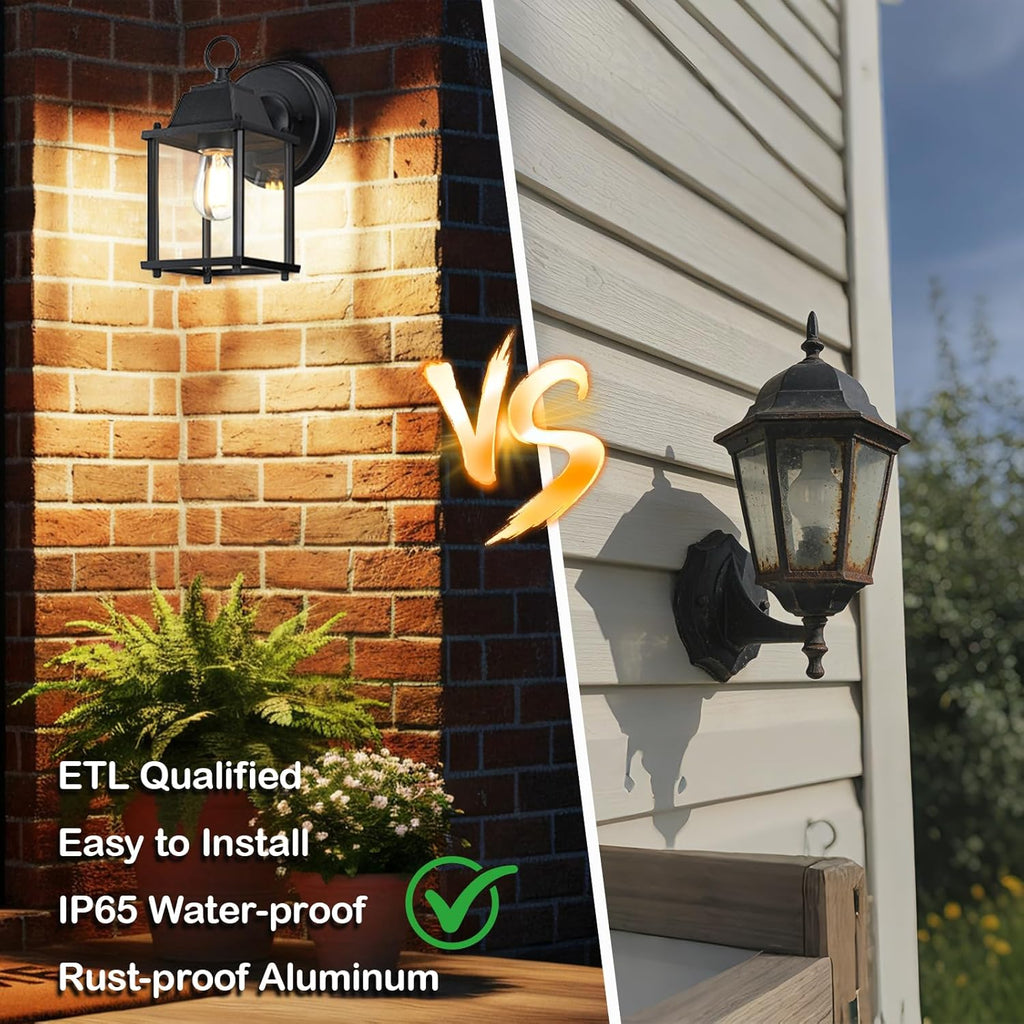 Outdoor Wall Lantern, Wall Sconce as Porch Lighting Fixture, E26 Base, Aluminum Housing Plus Glass