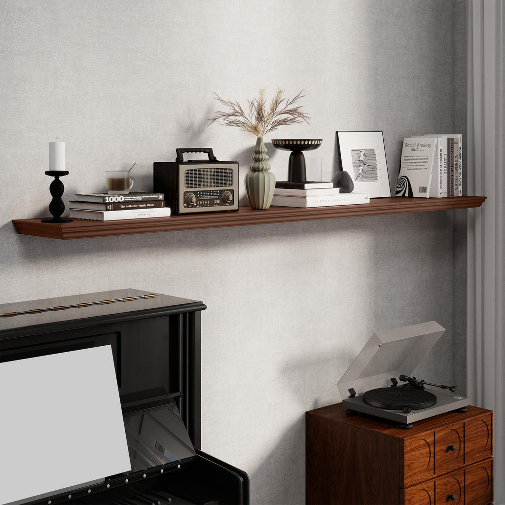 Floating Shelves, Walnut, 72 Inch Long, 9.3 Inch Deep, 1 Pack