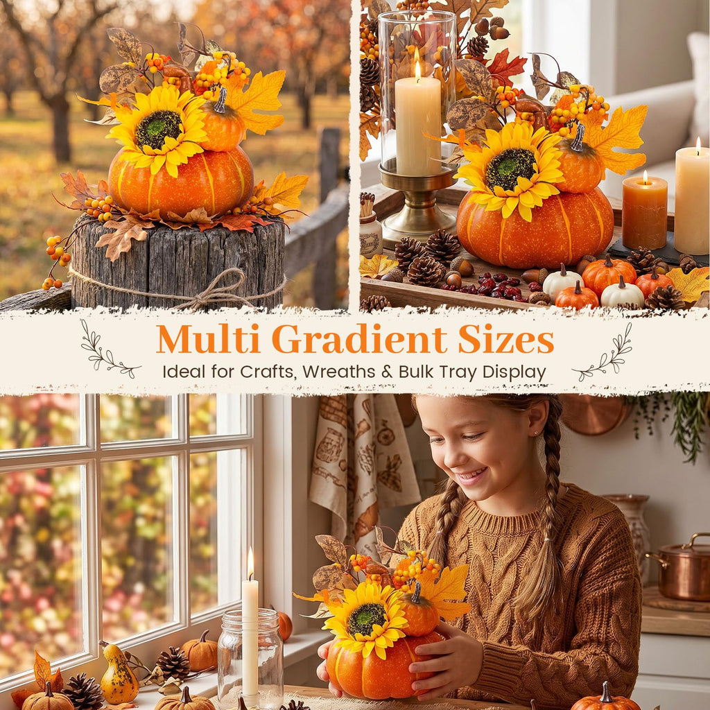 Pumpkin Decor, Fall Centerpieces for Tables, Artificial Pumpkins