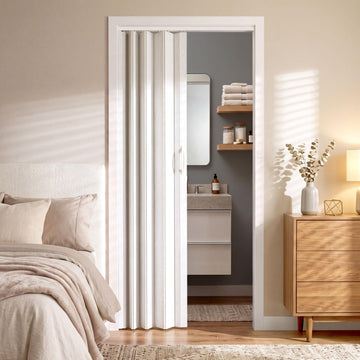 Studio Series 36" x 80" PVC Foldable Accordion Door, White Oak