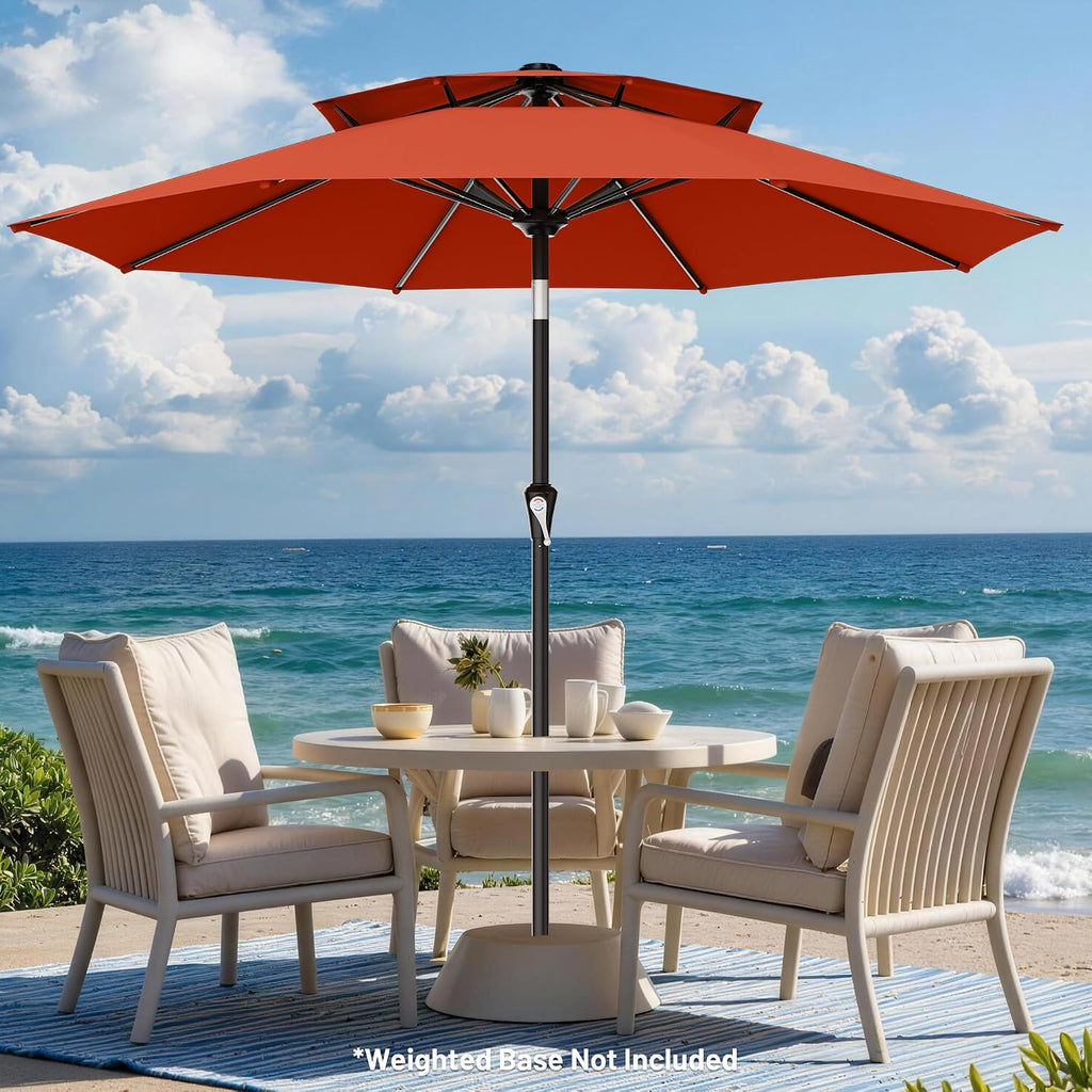 9ft 2 Tiers Patio Umbrella - Outdoor Umbrella Waterproof UV Protection
