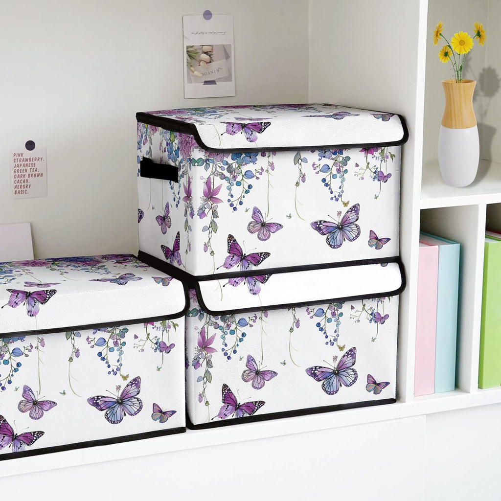 Fabric Storage Bins with Lids,Under Bed Storage Containers 3Pack | Stackable Clothes Storage Bins with Lids,Closet