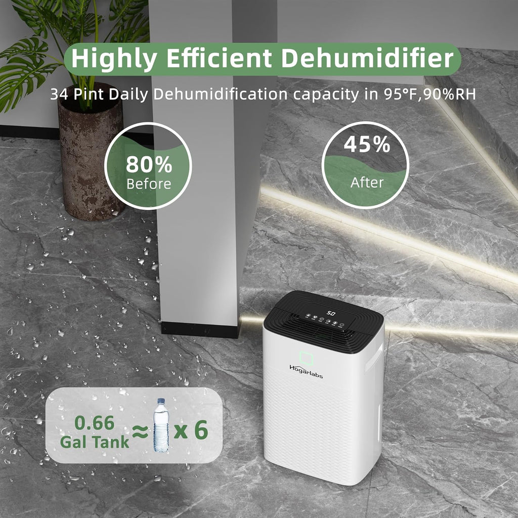 30 Pint Dehumidifiers for Home and Basements, with 3 Working Modes, Overflow Protection