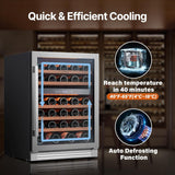 Wine Fridge & Cooler - 24 Inch 52 Bottle Wine Cooler Refrigerator, 40-65°F Dual 