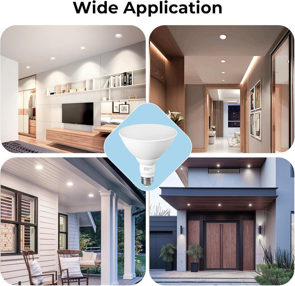 Flood Light Bulbs Outdoor 5000K Daylight, PAR38 LED Porch Light Bulb Waterproof, 100W Equivalent, Dimmable Exterior